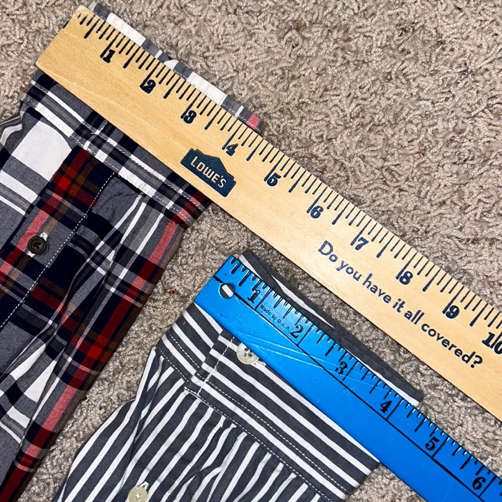Lot of 2 AMERICAN🦅EAGLE Button Down SHIRTS Mens Large🦅1 Plaid & 1 Gray Striped - Picture 11 of 11